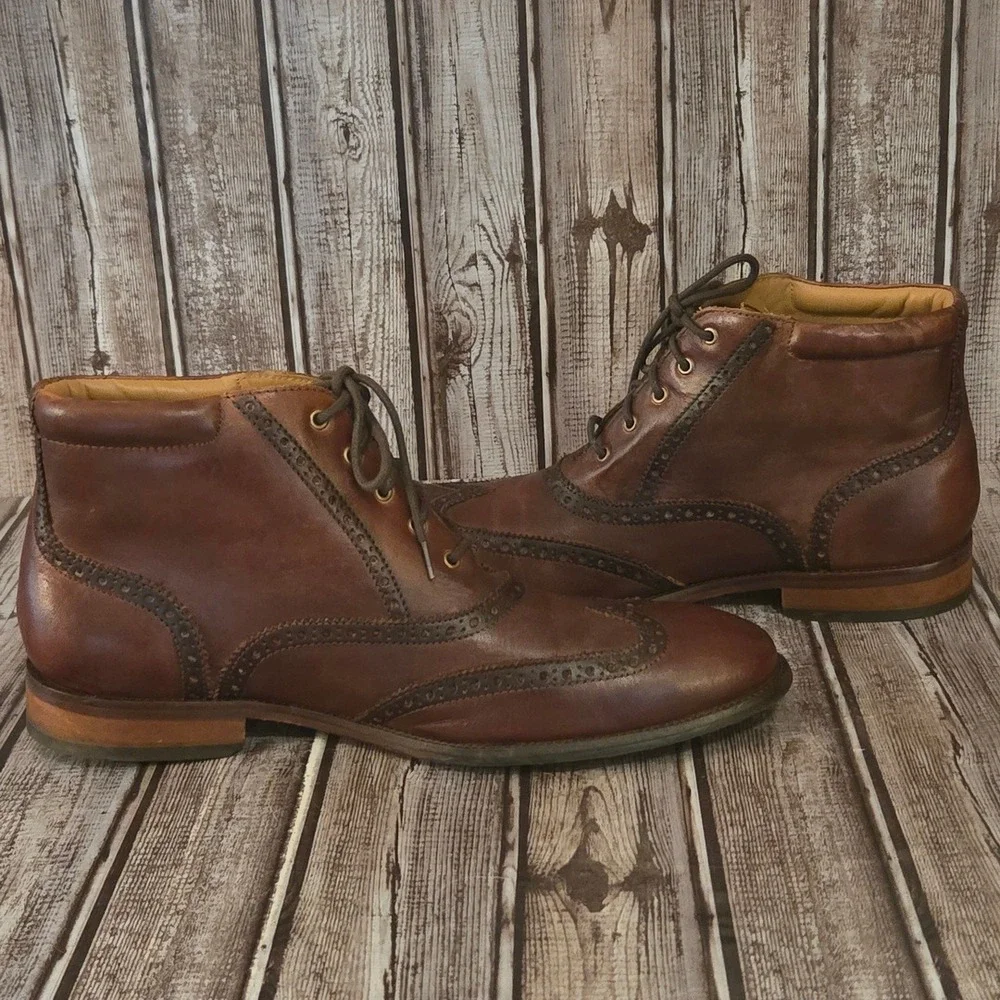 Sz 9.5 M Mens Cole Haan Williams Brown Leather Wingtip Chukka Boots VGUC